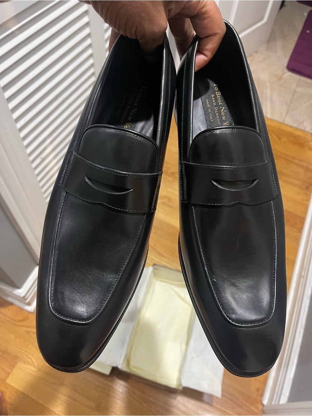 NWB To Boot NY Black Leather Penny Loafers Sz 10.5